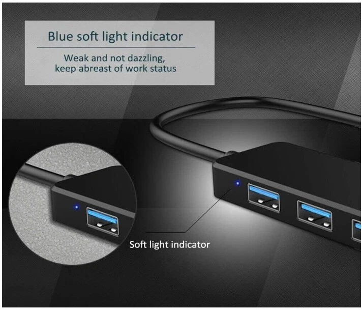 4-Port USB 3.0 Hub for Laptop, PC, Xbox - High-Speed Data Transfer & Expansion