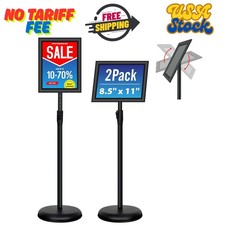 2Pack 8.5x11 Inch Adjustable Pedestal Poster Sign Stand, Heavy Duty Floor Standi