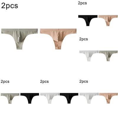 2er-Pack Herren Thong Unterwäsche Ice Silk Atmungsaktiv Dünn T-Back