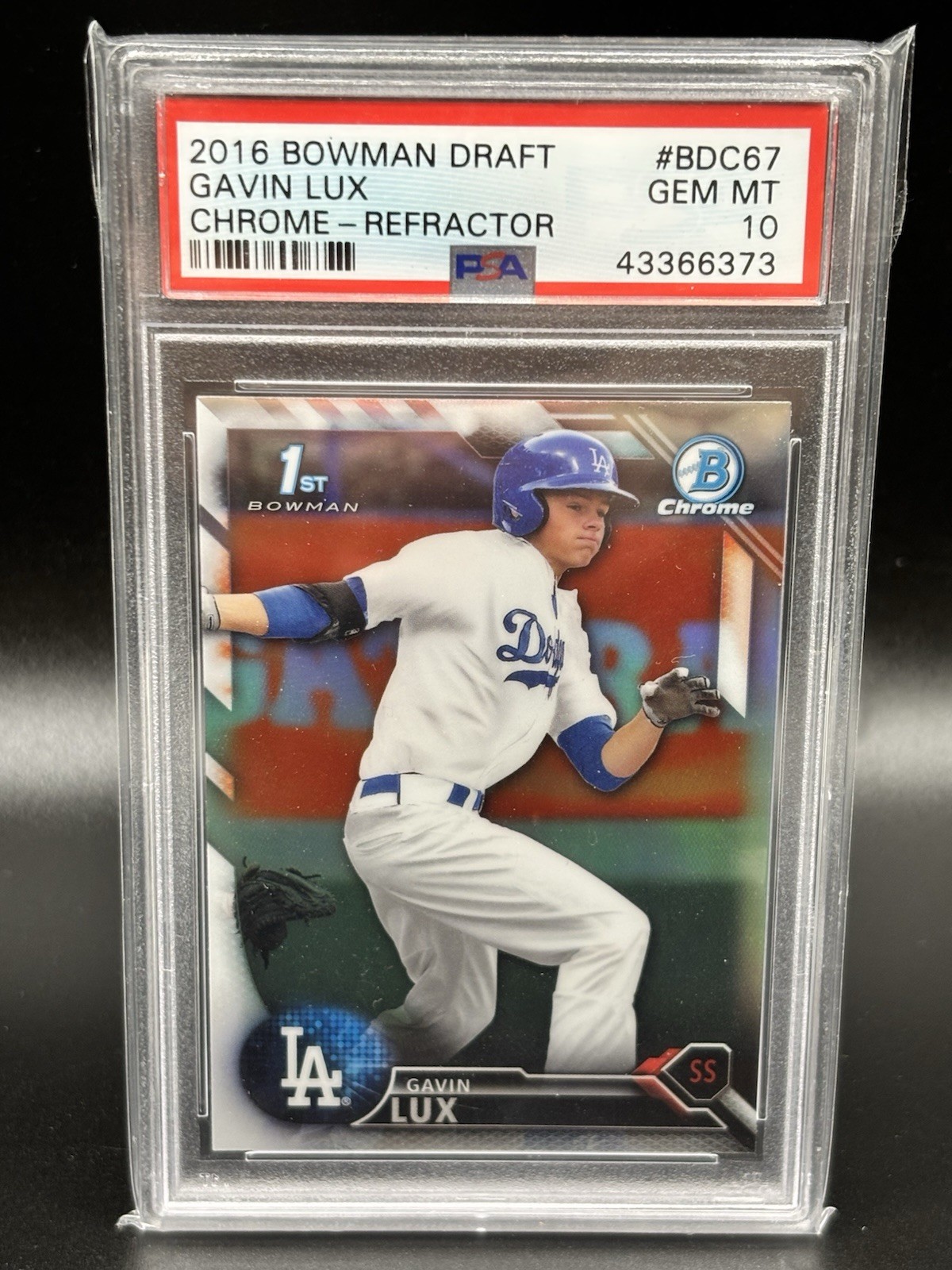 2016 1st Bowman Draft #BDC67 Gavin Lux RC Chrome REFRACTOR Rookie PSA 10