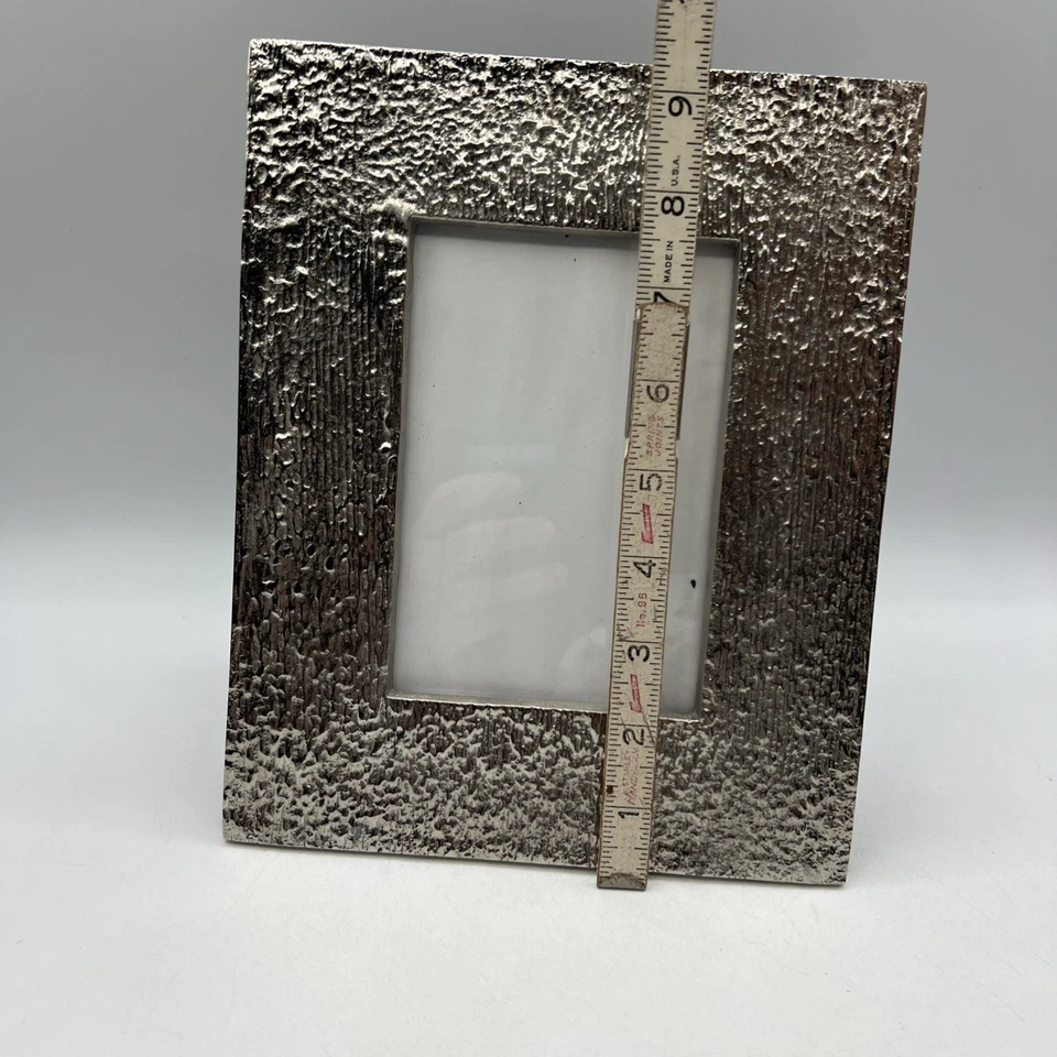 Marco de fotos de metal plateado para caja y barril textura de bambú 3,5 x 5" glamour metálico Foto 3 de 4