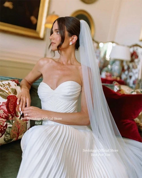 Ivory Simple Mermaid Wedding Dresses Sweetheart Satin Long Bridal Gowns Boho - Image 4 of 4