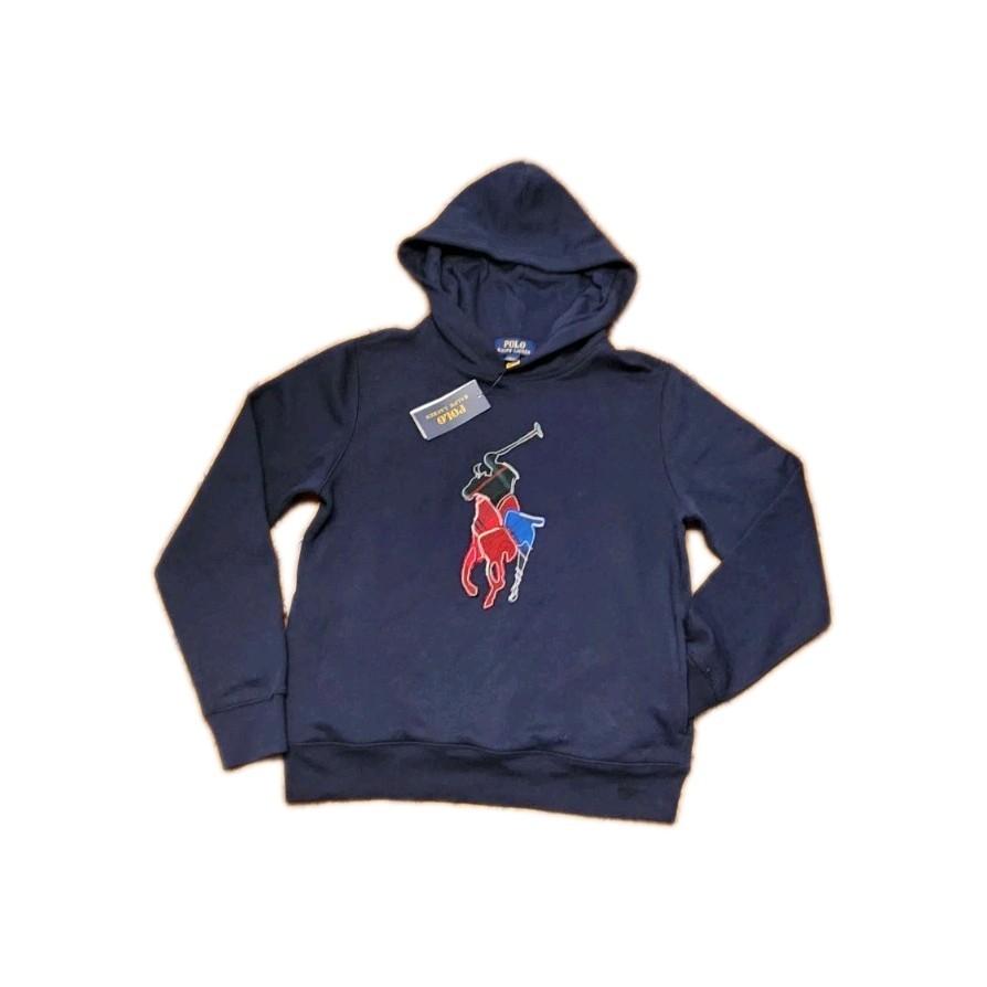 Polo giovanile Ralph Lauren TARTAN Big Pony felpa con cappuccio in pile (14 16)