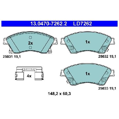 Bremsbelagsatz Scheibenbremse Vorne FüR Chevrolet Cruze J308 09 Bis 26 ATE Neu-image