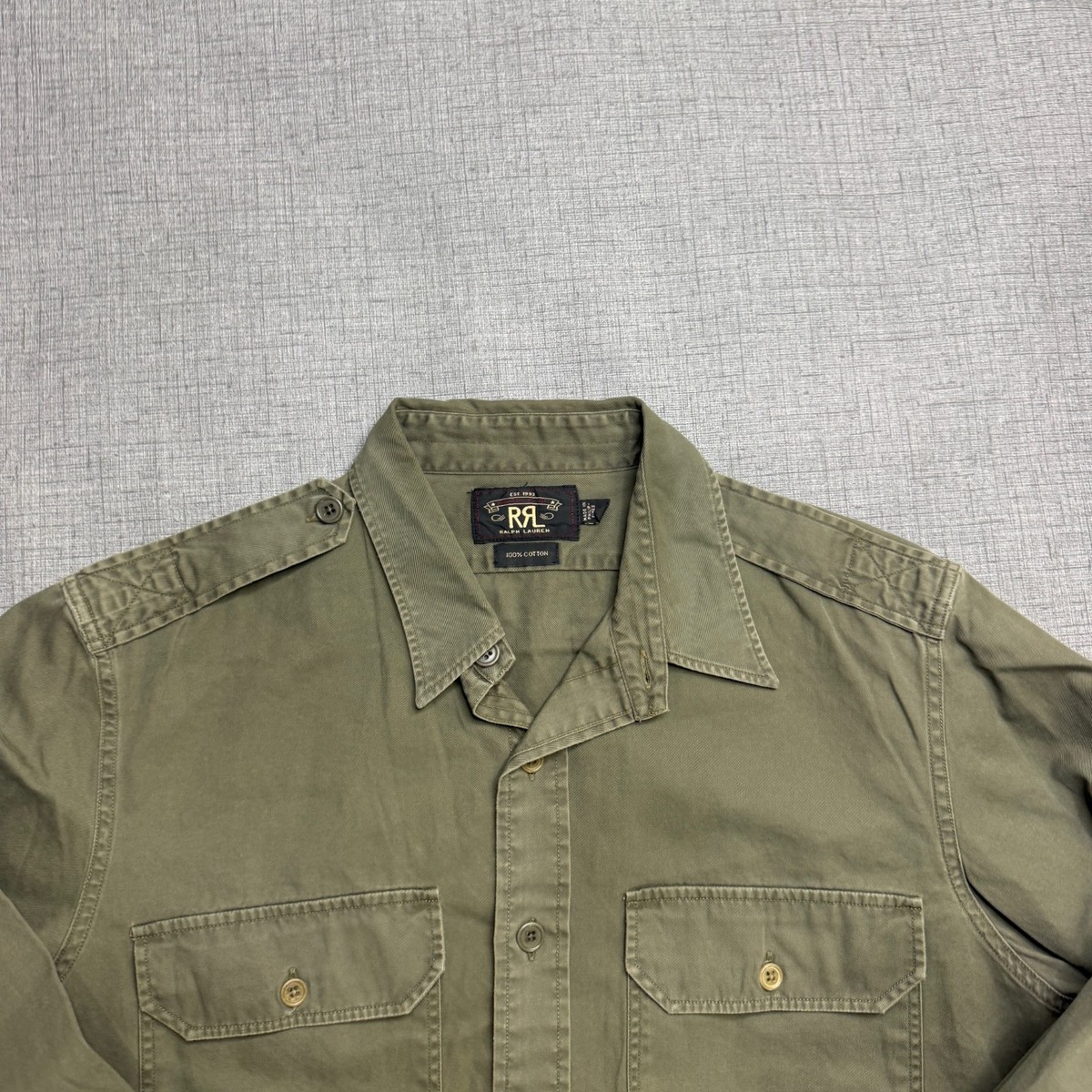 Ralph Lauren Double RRL Work Shirt Men's L Military Green Utility