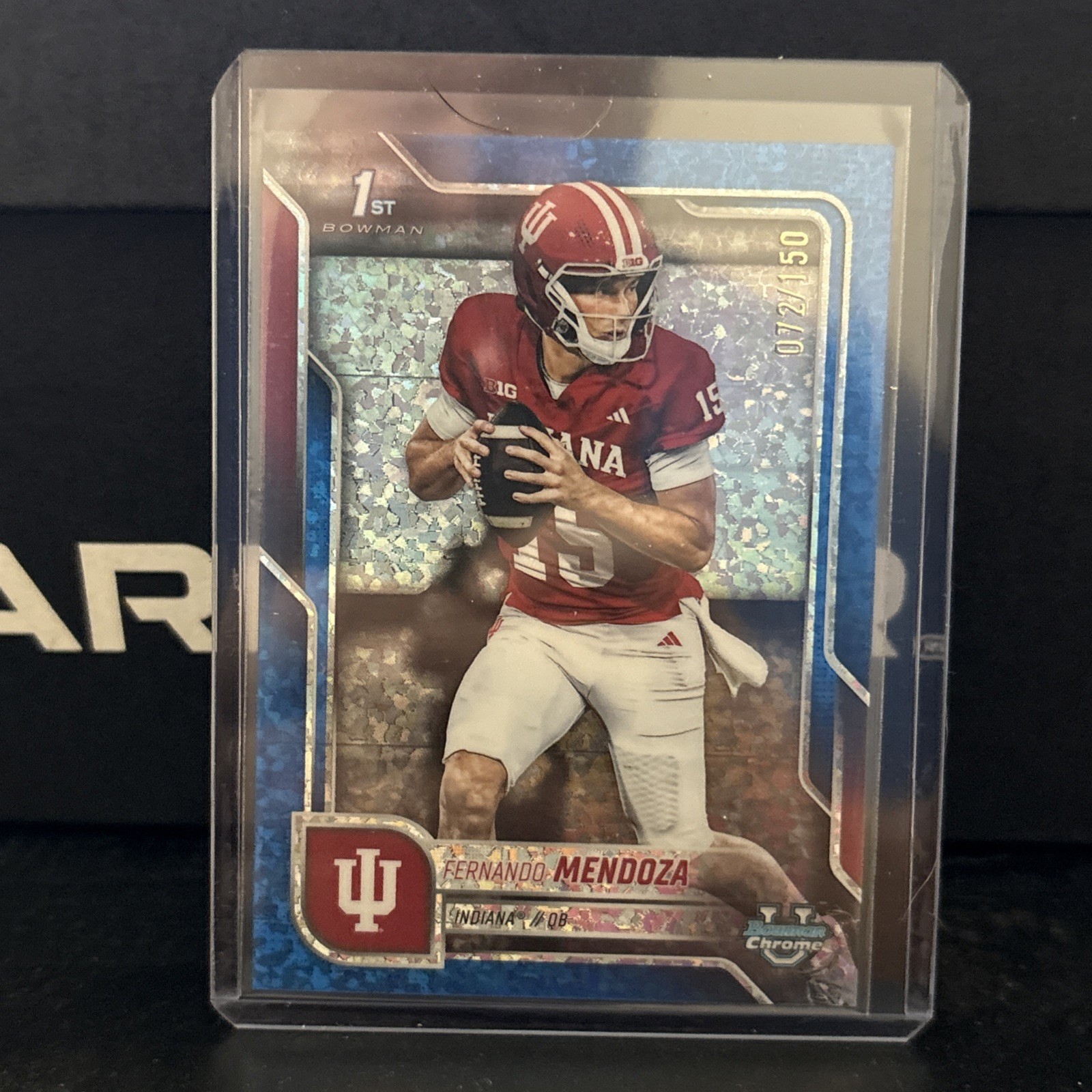 FERNANDO MENDOZA 2025 Bowman Chrome U Blue Mini-Diamond 1st Card # /150