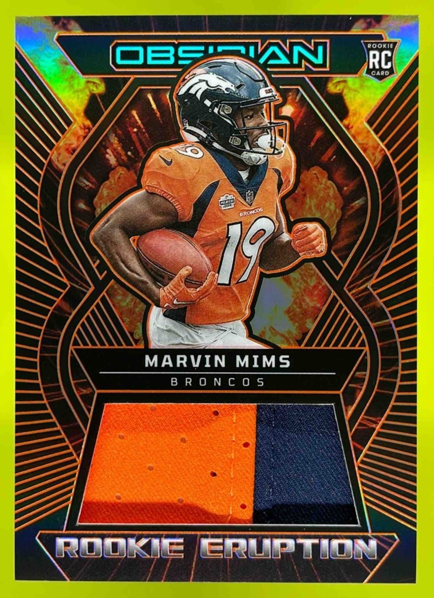 Marvin Mims Panini Obsidian Rookie Eruption Materials #REMMMI Electric Etch Orange