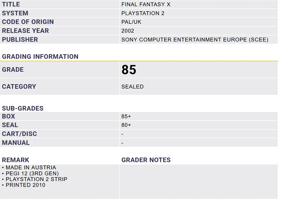 FINAL FANTASY X PAL UK SEALED PIXEL 85 NO VGA WATA - Bild 3 von 4
