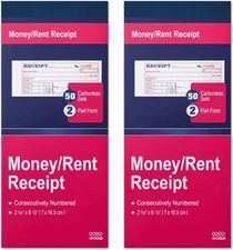 XKDOUS 2 Pack Money and Rent Receipt Book, 2-Part Carbonless, 2-3/4" x... 