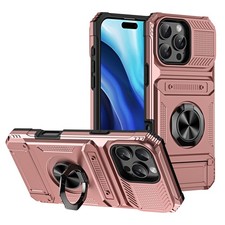 Case For iPhone 17e 16 15 14 13 Pro Max Magnetic Rotated Ring Stand Wallet Cover