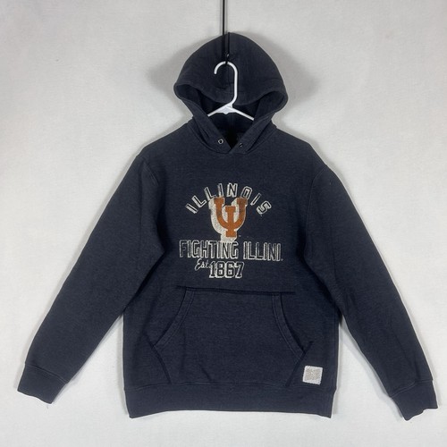 ILLINOIS FIGHTING ILLINI Hoodie Mens Medium Gray Retro Brand College NCAA Casual - Picture 1 of 10