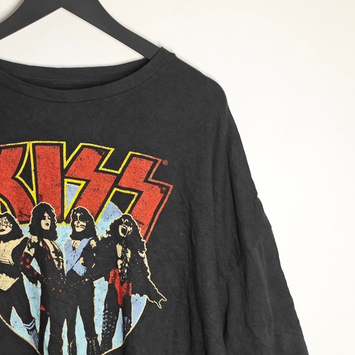 Vintage Kiss T-Shirt World Tour 1977 Black Mens 3XL Graphic Band Tee 100% Cotton - Picture 2 of 6