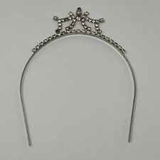 1950s Rhinestone Faux Pearl Bridal Tiara Vintage Wedding Headpiece Simple MCM