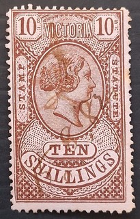 1876 Victoria Australia 10/ Purple Brown/Pink Stamp Statute P12 Used Cat £450.