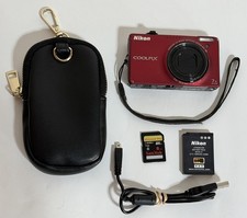 Nikon COOLPIX S6000 14.2MP Compact Digital camera Red 8GB Card  Case