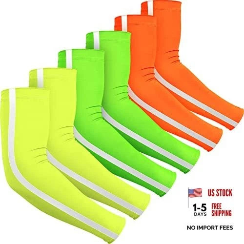 6 Pairs UV Arm Sleeves for Men Women Sun Protection Cooling Arm Bright Colors