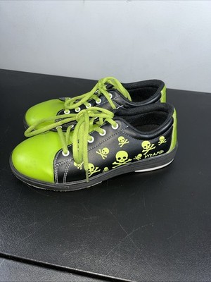 PYRAMID Skull Youth Bowling Shoes Size 6 US 5 UK 24.5 JP 38 EUR Black Green EUC