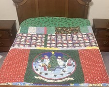AFTER CHRISTMAS SALE Christmas Holiday Quilt Blanket Throw Reversible