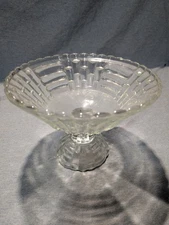 Depression Pressed Glass  Cut Log Pattern by Jeanette Glass Co. Candy dish,