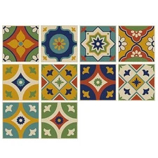 Colorful Azulejos Ceramic Tiles Vinyl Sticker 7.87 * 7.87 inch * 10 PCS H