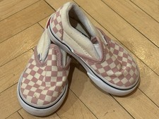 Vans Toddler Classic Slipon Shoes Pink Checkerboard/White Size 6