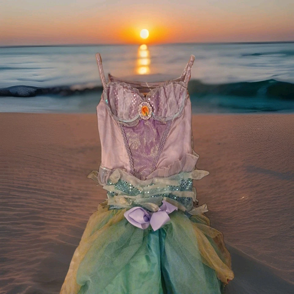 Vestido fantasia Disney princesa Ariel menina pequena sereia tamanho M vestido MakeOVer - Imagem 2 de 4