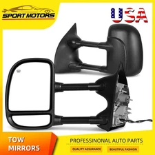 Power Heated Tow Mirrors for 1999-2007 Ford F250 F350 F450 F550 Super Duty Black