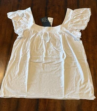Chaser Top - White with Butterfly Sleeves Style #CW7221 - Medium   New with Tags