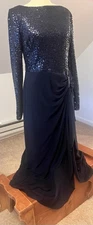 Gorgeous Ralph Lauren women's navy Blue sequence evening dress Size 10 Worn Once