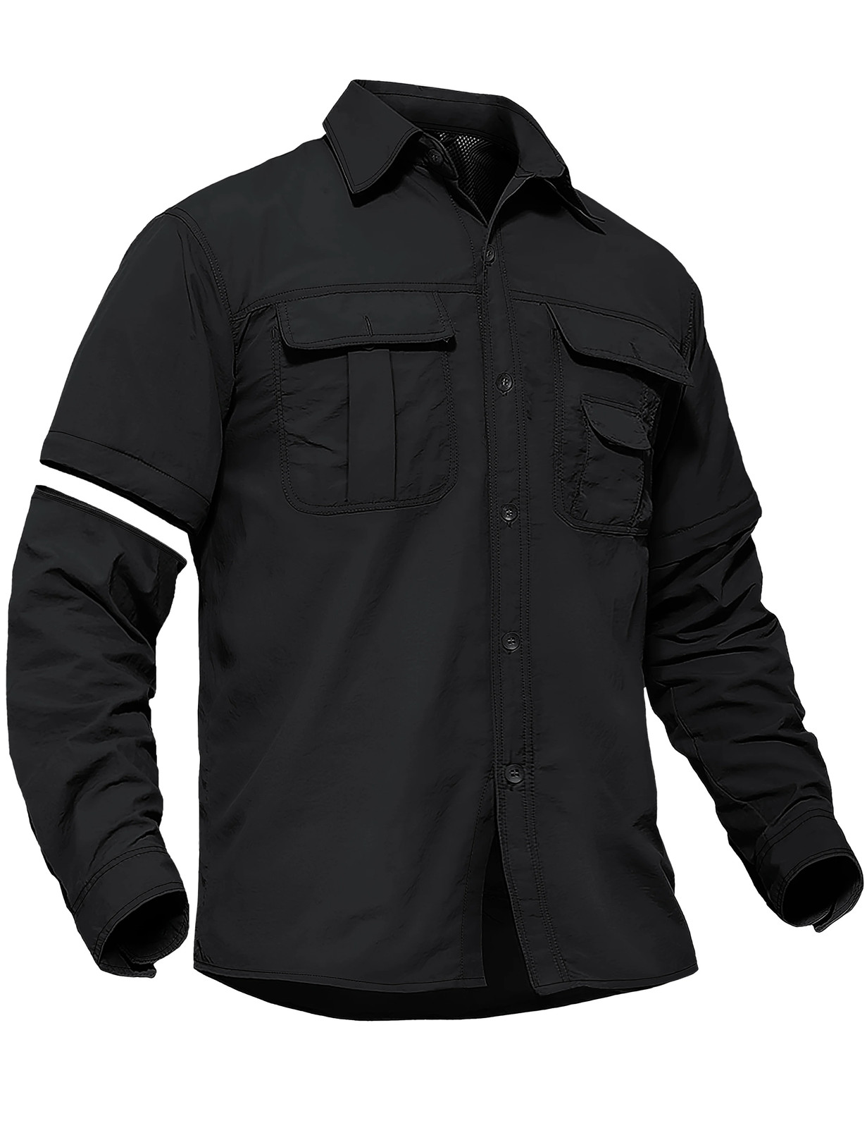 I Men's Long Sleeve Nylon Cargo Work Shirts with Pockets image 10