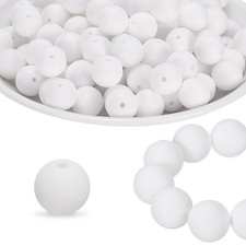 100Pcs Silicone Beads 15mm Silicone Beads Bulk for Pens Loose Round White