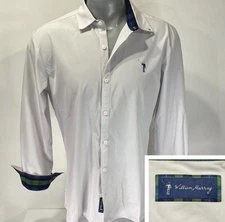 William Murray M Medium Long Sleeve Performance Shirt White Polyester Spandex