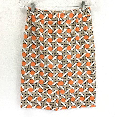 Banana Republic Orange Tan Lattice Back Zip Lined Pencil Straight Skirt / Size 0 - Picture 8 of 8