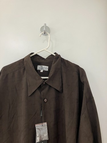 Smokey Joe's brown polyester long sleeve button down Shirt men's 4xl 4x NWT