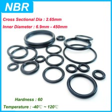 NBR Metric O Ring Nitrile Rubber Orings THK 2.65mm Resistant Seals ID 6.9-450mm