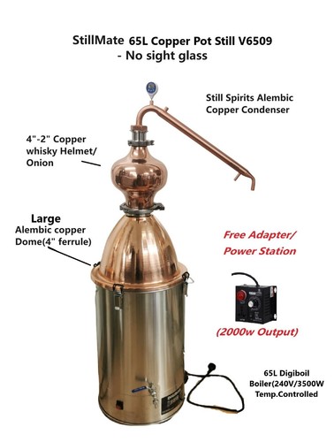 StillMate 65L Copper Pot still Kit V6509 with Copper dome/helmet whisky Making - Picture 2 of 15