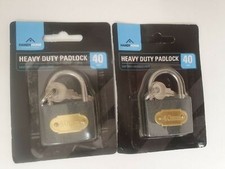 2 PADLOCK DOOR BARREL BOLT LOCK 40MM HEAVY DUTY CAST IRON OUTDOOR SECURITY 2 KEY