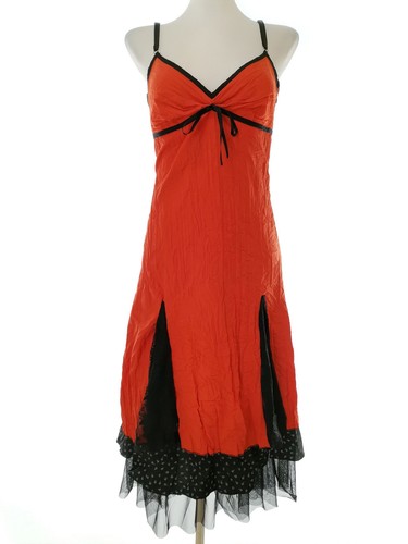 Des filles alla vanille Size 38 Orange Long Maxi Dress Sleeveless Asymmetrical