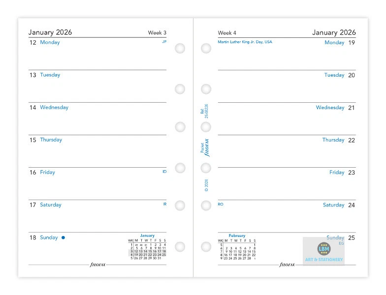 Filofax 2026 Pocket Diary - Week On One Page - Classic Refill - 68226 - Image 2 of 2