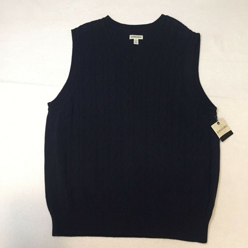 Bay Mens XL Sweater Vest Navy Blue Knit 