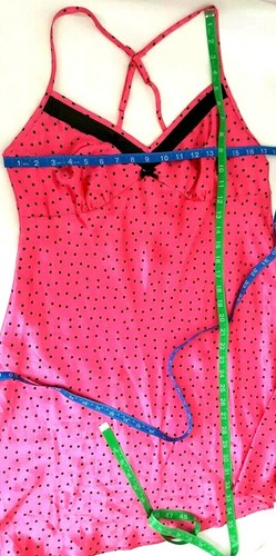 Secret Treasures Nightgown Womens Sz Large Pink Black Polka Dot Satin Barbie - Picture 5 of 13