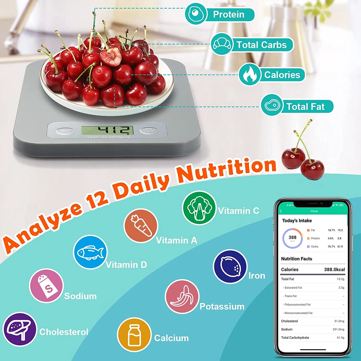 Smart Digital Food Scale Calorie Counting Ounces and Grams