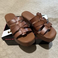 Rock & Candy Anke Brown Platform Strappy Slide Sandals. Size 9. NIB!