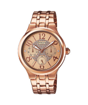 Casio Sheen Day Date Indicator Lamé Powder Embedded Face Pink  SHE-3808PG-9A
