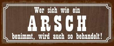 Blechschild,  27 x 10 cm, Wer sich wie ein ARSCH benimmt..., FUN, Neu, OVP 