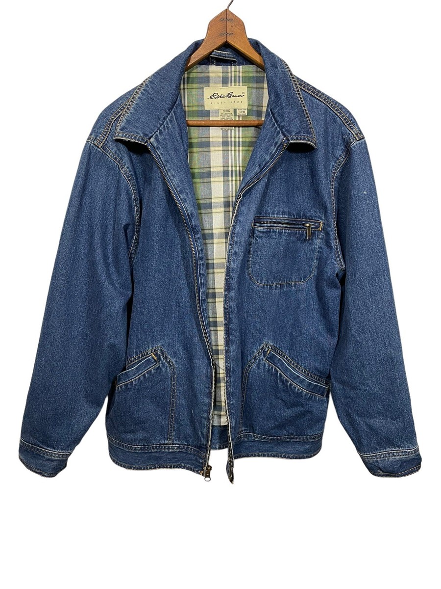 Vintage Men's Eddie Bauer Distressed Denim Trucker Jacket Size