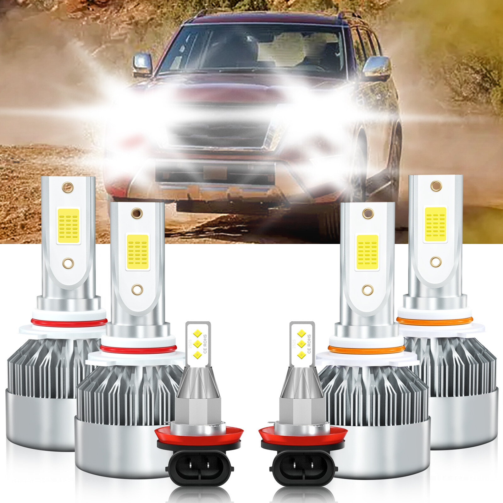For Nissan Armada 2011-2015 LED Headlight Head Lamp High Low Fog Light Bulbs Kit