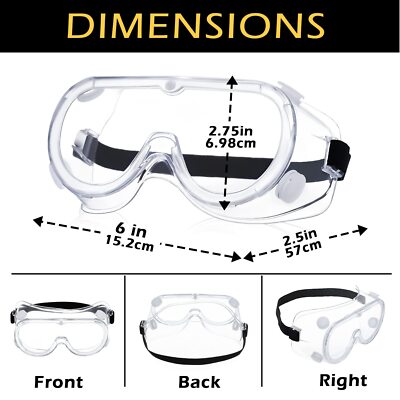 Clear PVC Vented Safety Goggles Anti Fog Scratch Resistant Eye Splash Protection