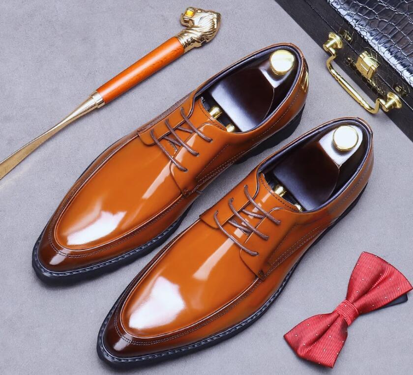 SAOLA Scarpe eleganti derby nuove brillanti traspiranti suola spessa casual pelle a punta