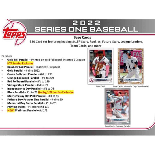 2022 Topps Series 1 Baseball Hobby HTA Jumbo Box Factory Sealed 22TOB1-J - Picture 2 of 5